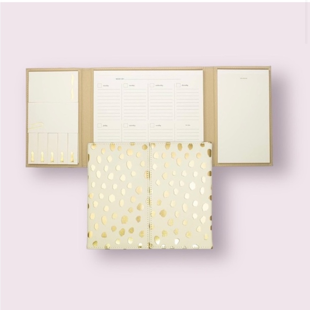 NWT Kate Spade Desktop Weekly Calendar and Folio in Flamingo Dot